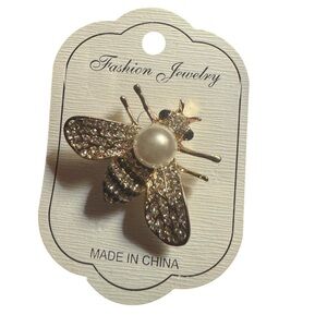 Elegant Gold and Black Bee Brooch